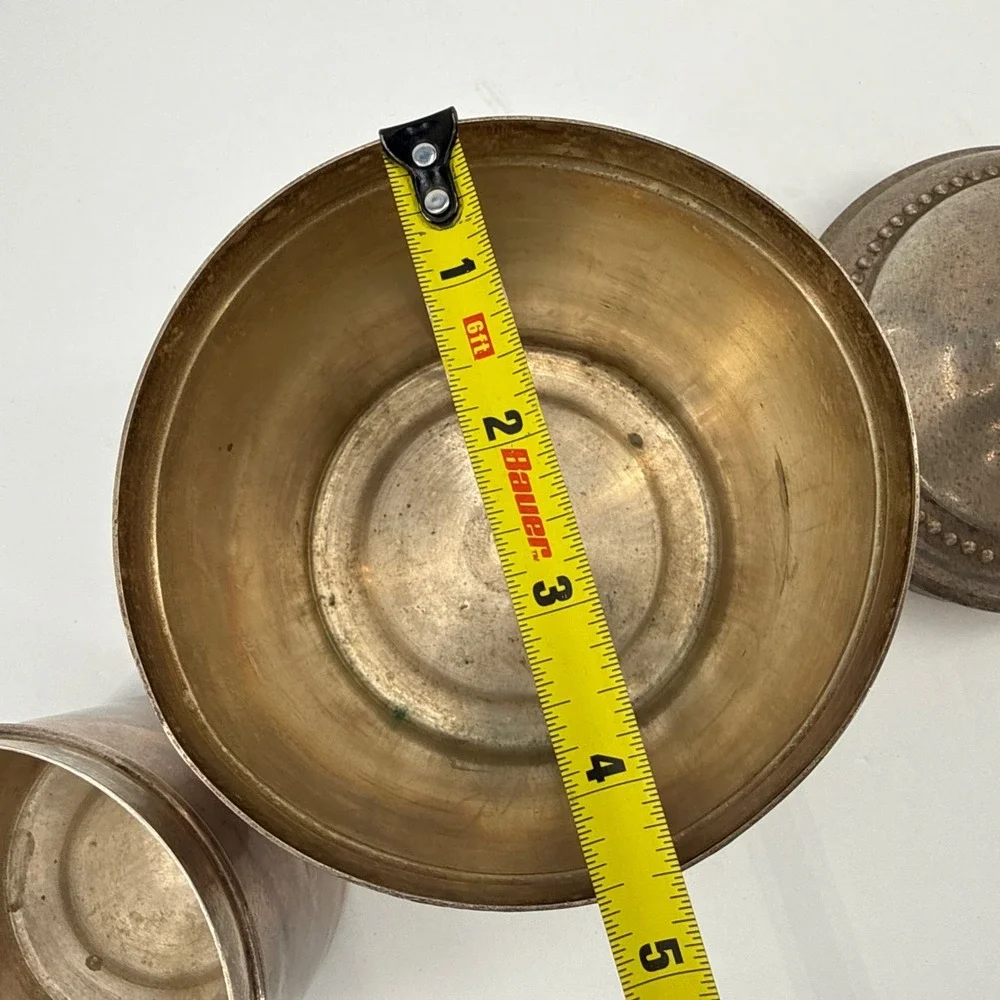 Vintage Made in India Brass Lidded Canister Set Antique Satin Finish Boho Decor